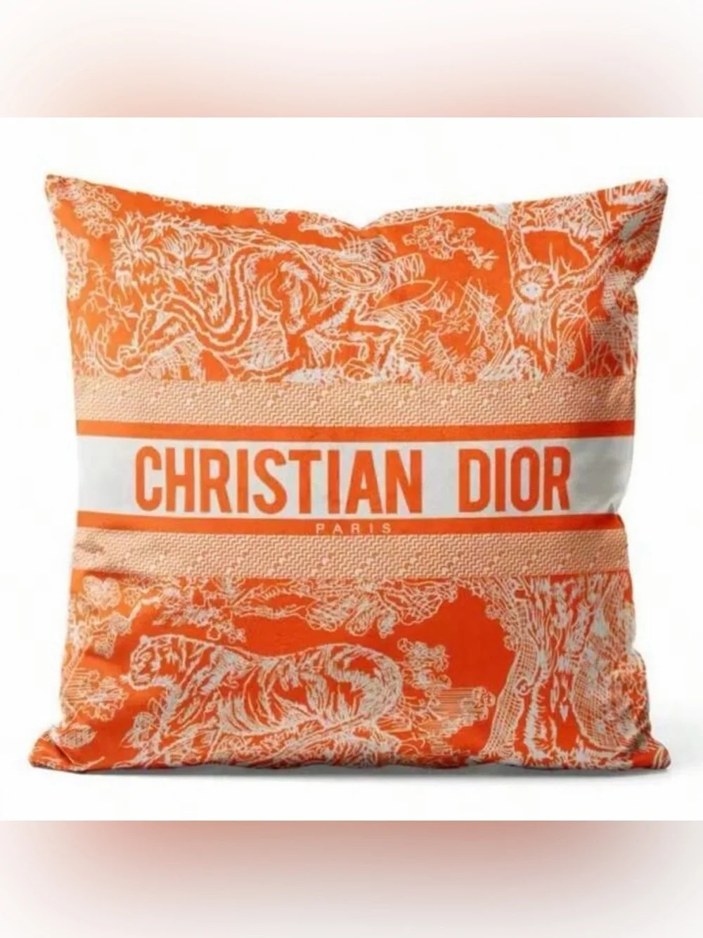 New Paris Toile Decorative Pillow COVER - Orange& White 17.7 inch by 17.7 inch